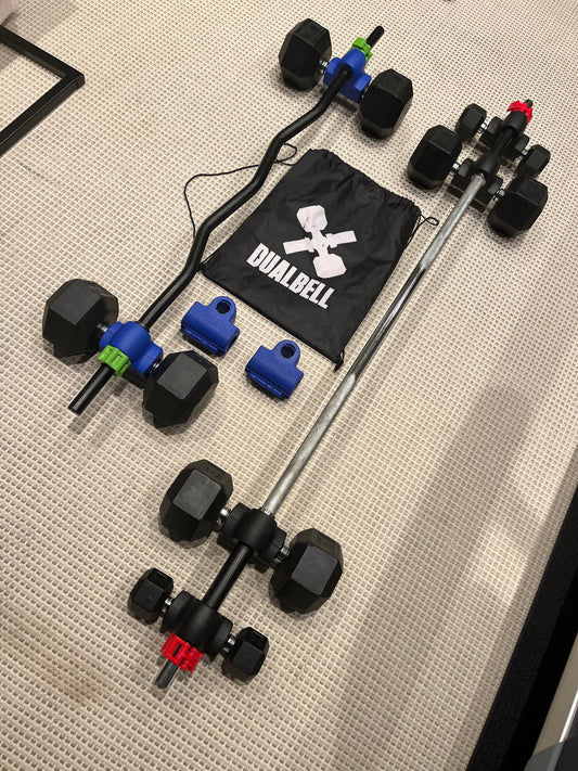 What is the best way to convert dumbbells for barbell use for home gym workouts?