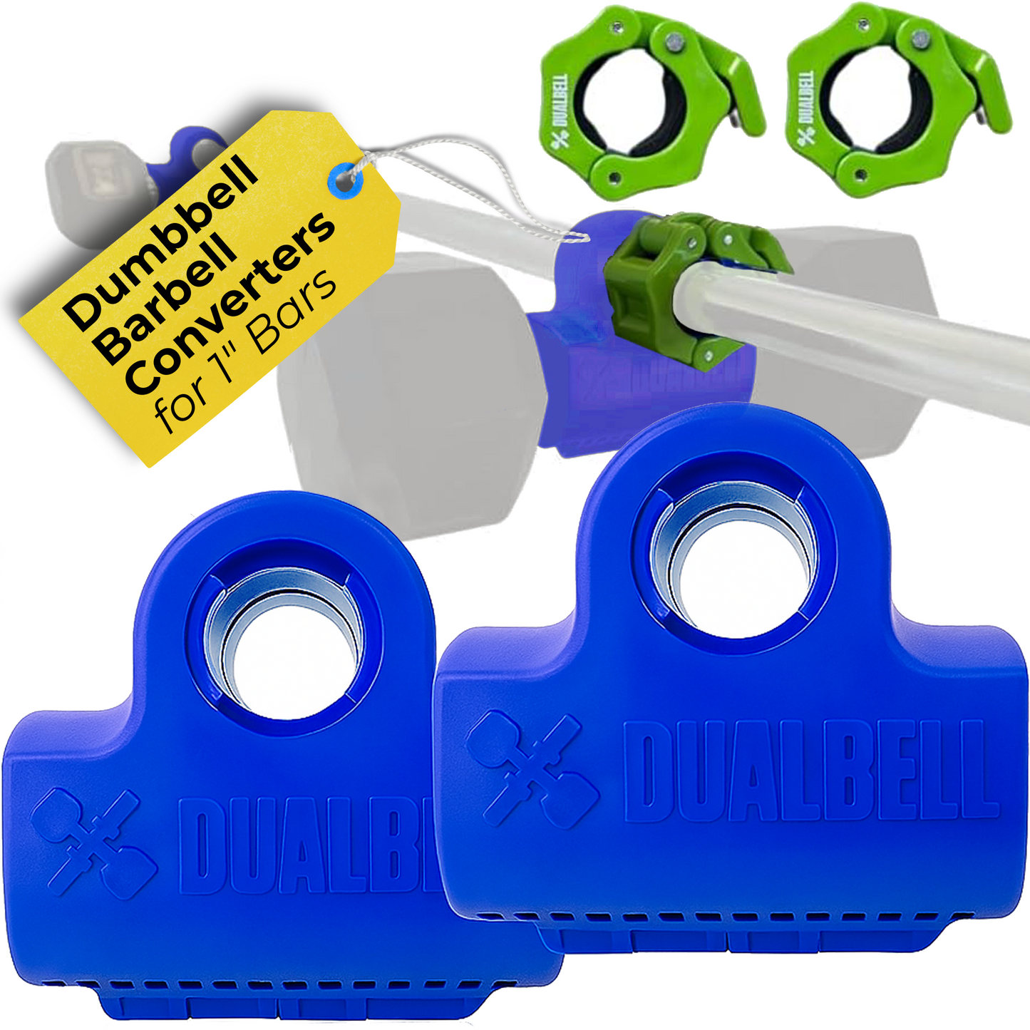 Dualbell Pair & Weight Clamps Bundle- Dumbbell to Barbell Connectors