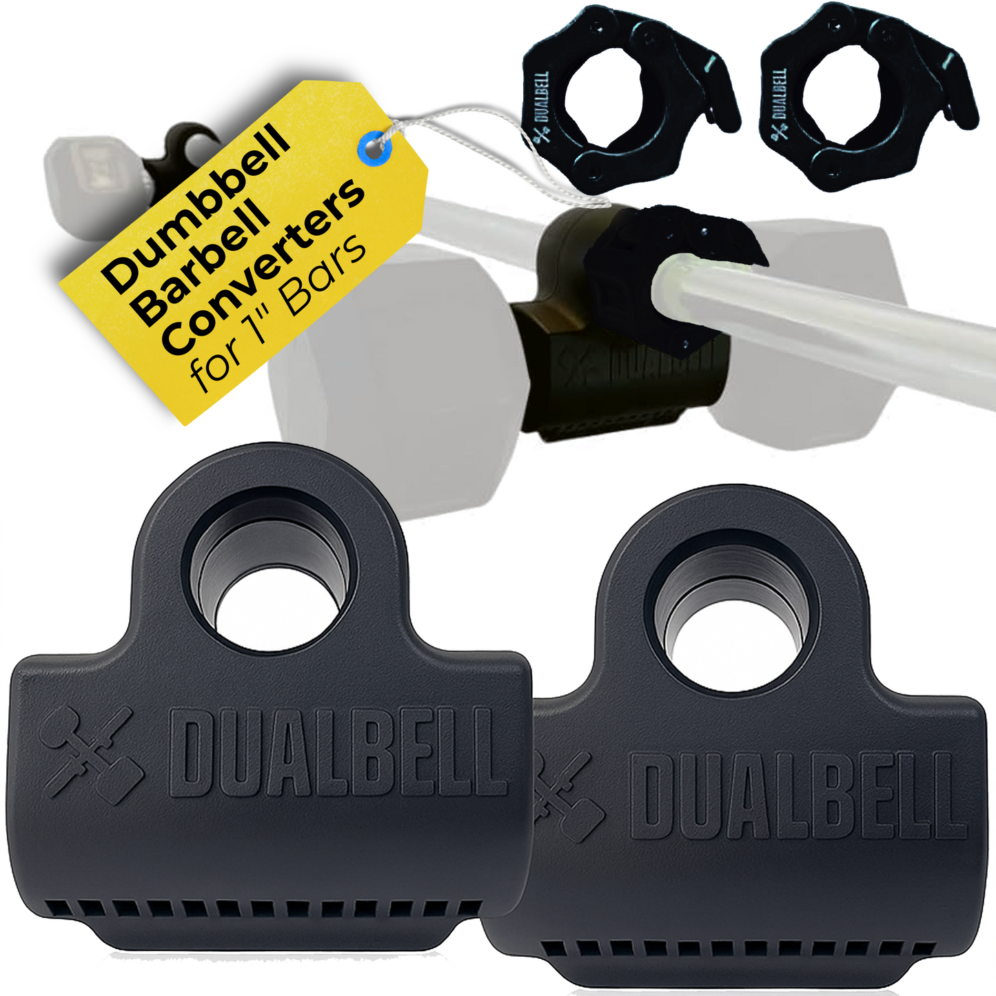 Dualbell Pair & Weight Clamps Bundle- Dumbbell to Barbell Connectors