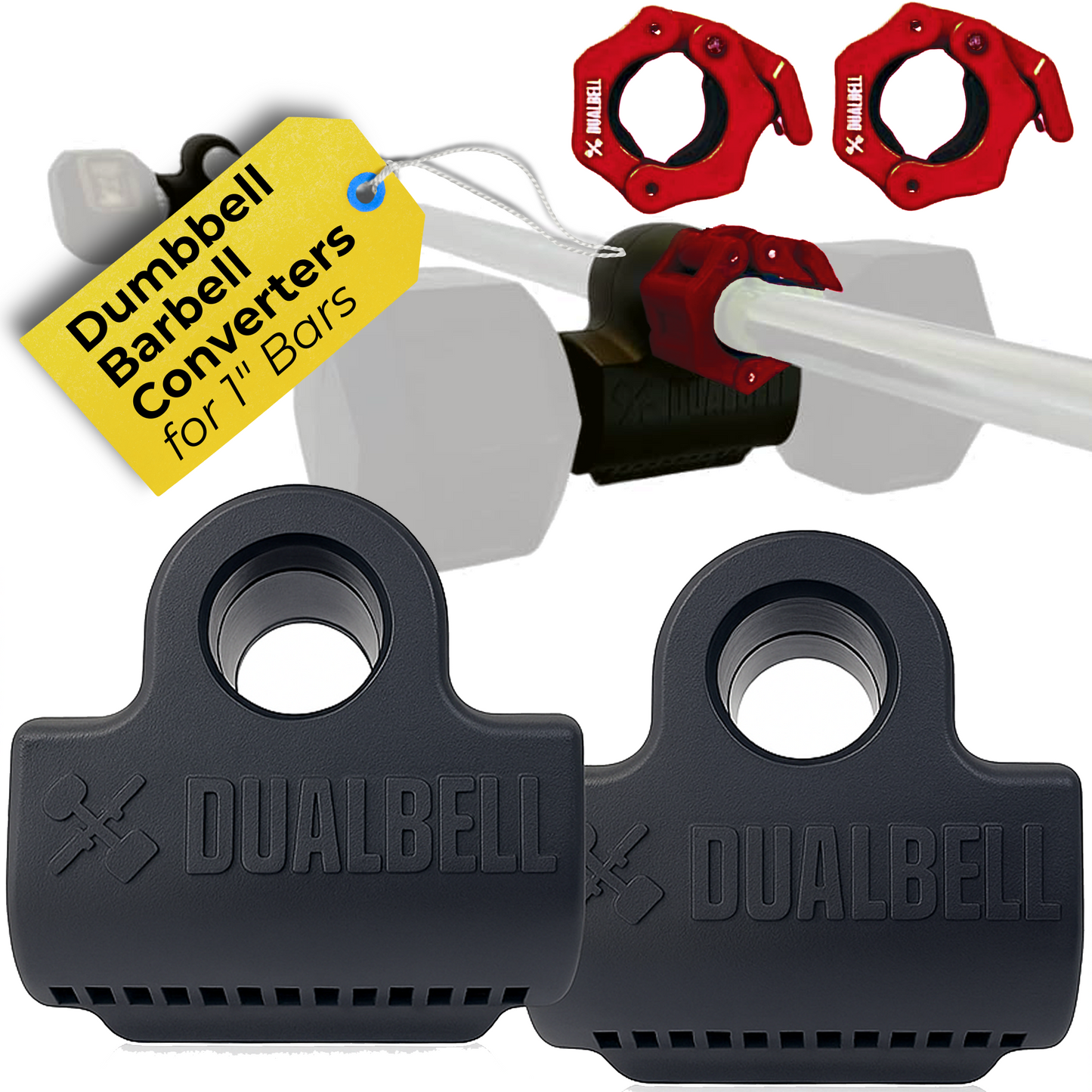 Dualbell Pair & Weight Clamps Bundle- Dumbbell to Barbell Connectors