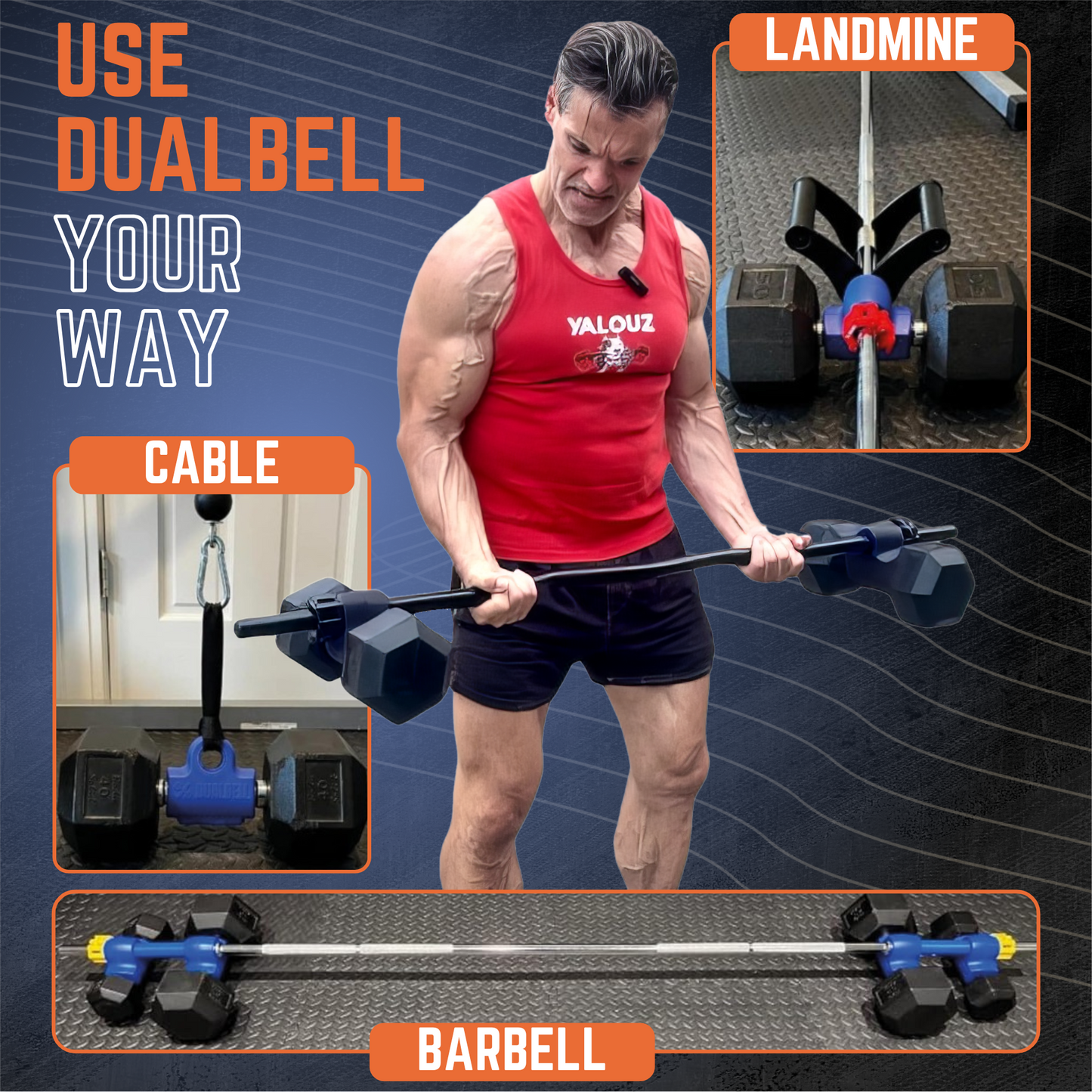 Dualbell Pair Travel Bundle- Dumbbell to Barbell Converters w/ 3-piece Bar