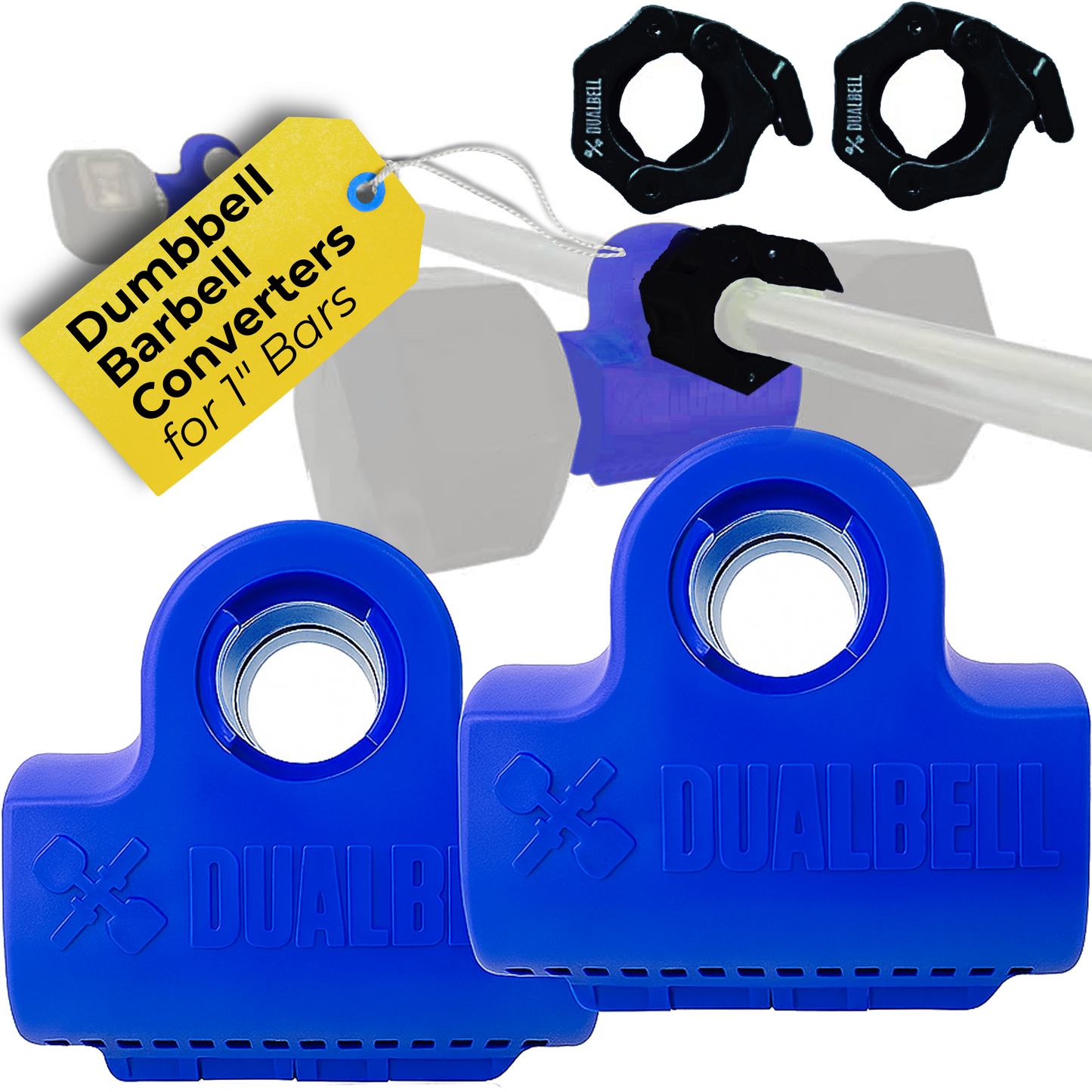Dualbell Pair & Weight Clamps Bundle- Dumbbell to Barbell Connectors