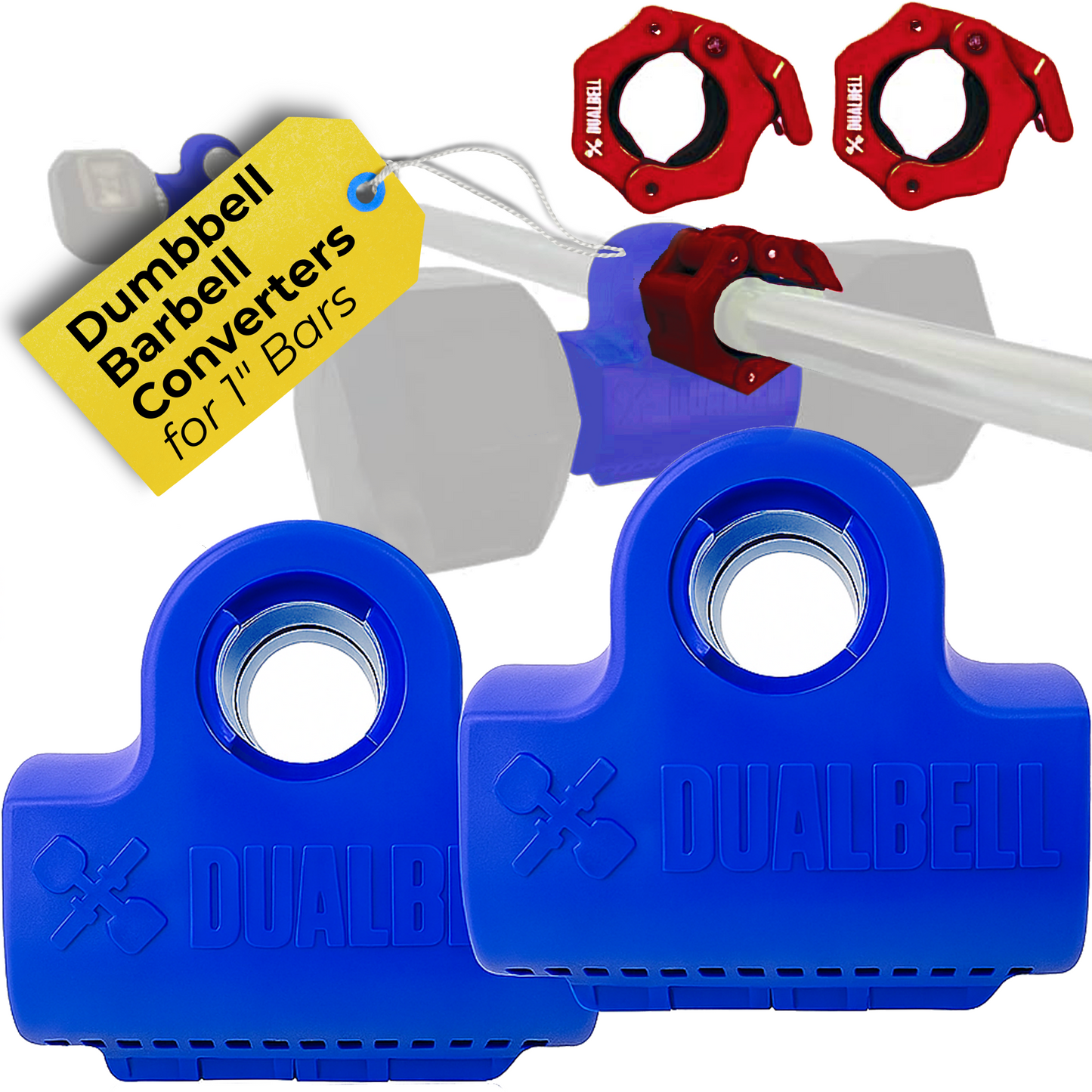 Dualbell Pair & Weight Clamps Bundle- Dumbbell to Barbell Connectors