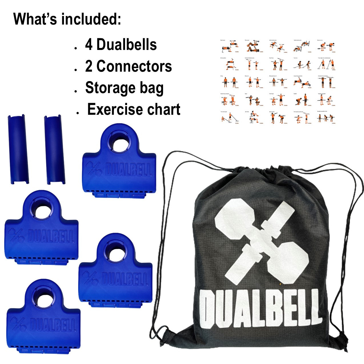 Dualbell Superset-Dumbbells to Barbell Adapters Connectors 4-pack