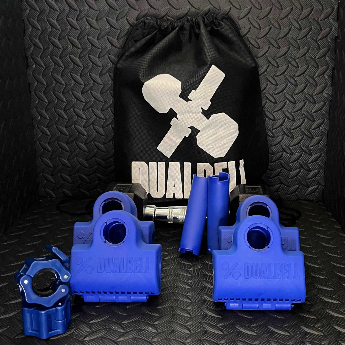 Dualbell Superset Bundle- Dumbbells on Barbell Adapter 4-pack w/barbell clamps