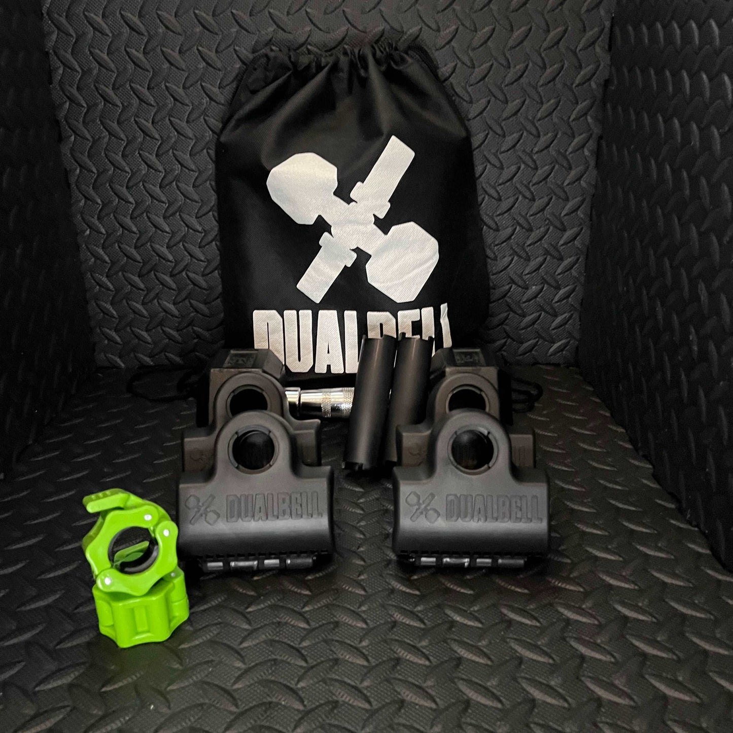 Dualbell Superset Bundle- Dumbbells on Barbell Adapter 4-pack w/barbell clamps
