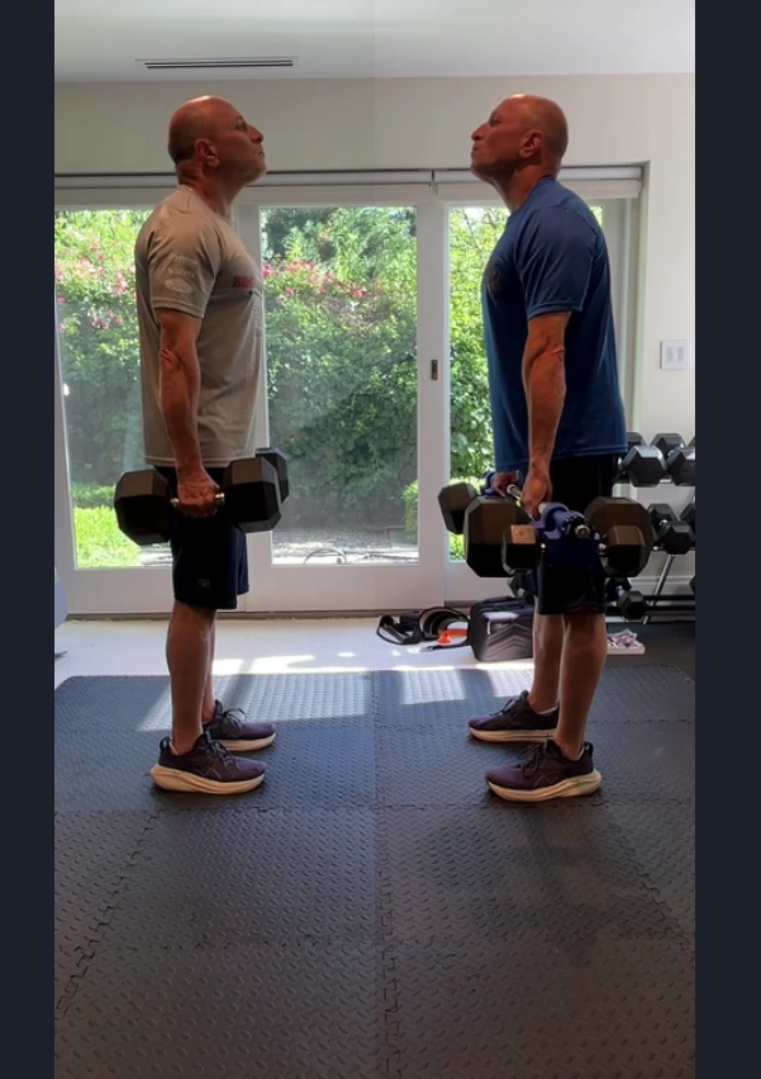 Dumbbell Shrugs, Barbell Shrugs, Same Dumbbells