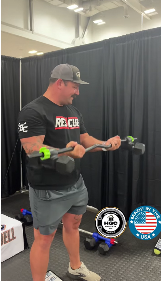 Firefighter Tries Dualbell at HomeGymCon
