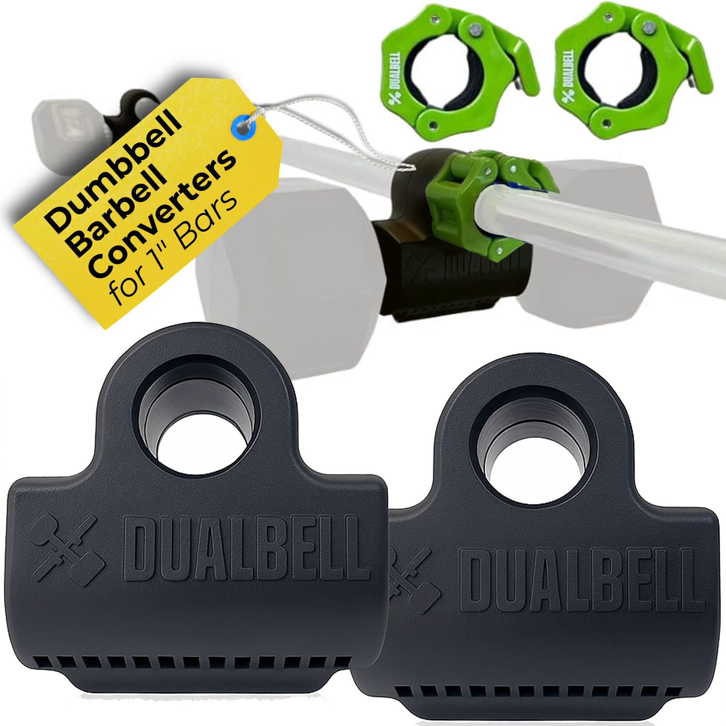 Dualbell Pair & Weight Clamps Bundle- Dumbbell to Barbell Connectors