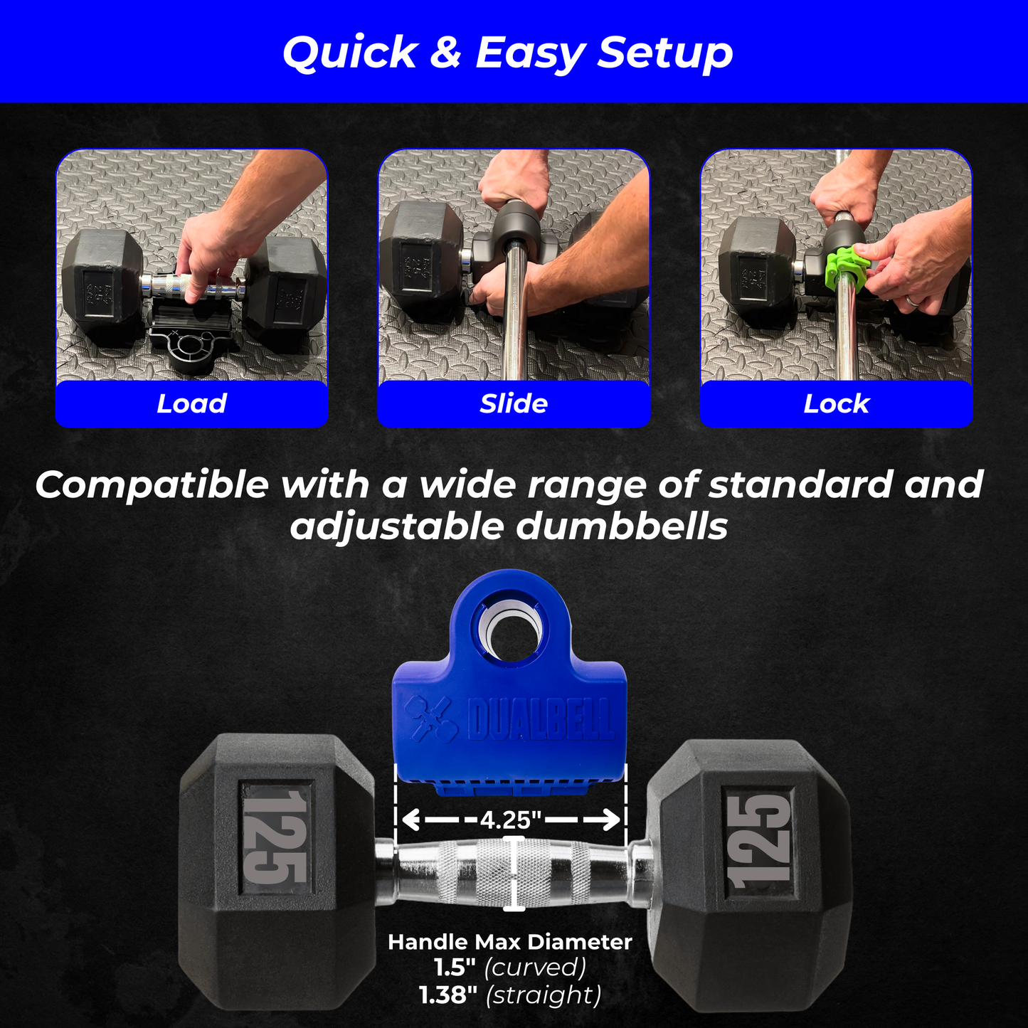 Dualbell Pair- Dumbbell to Barbell Connector