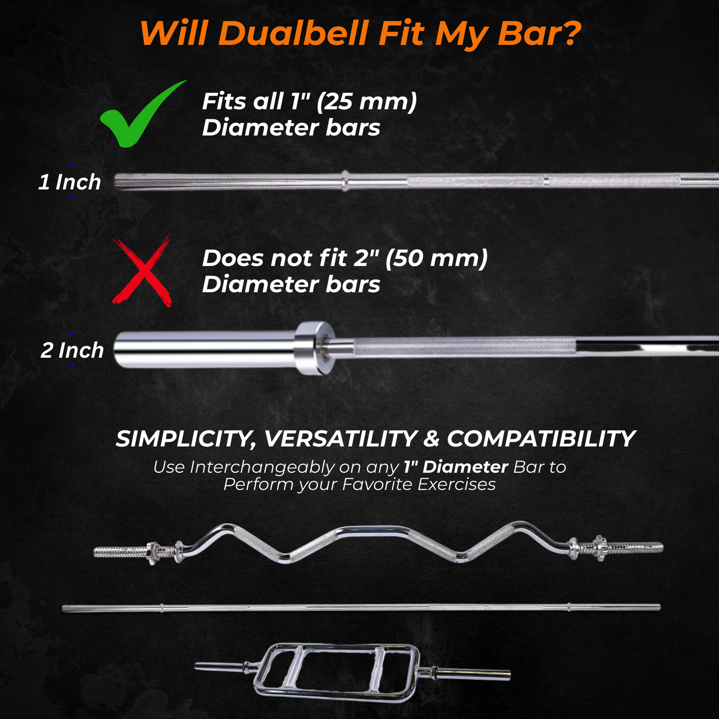 Dualbell Pair- Dumbbell to Barbell Connector