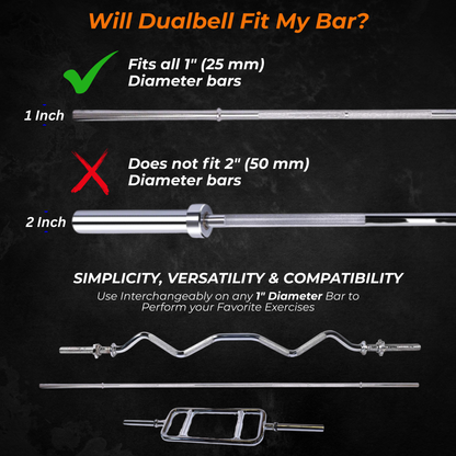 Dualbell Pair- Dumbbell to Barbell Connector