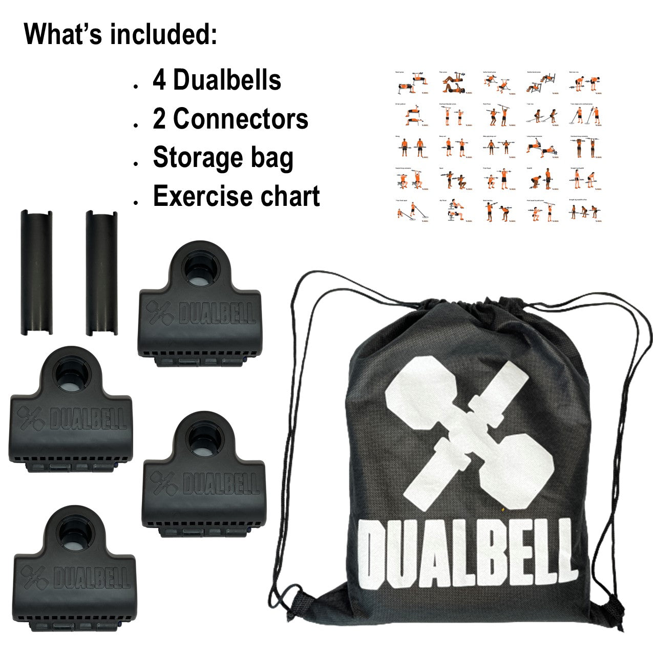 Dualbell Superset-Dumbbells to Barbell Adapters Connectors 4-pack