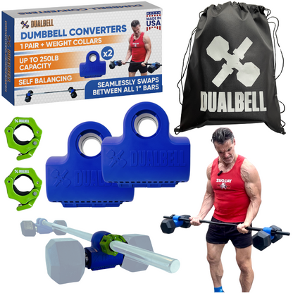 Dualbell Pair & Weight Clamps Bundle- Dumbbell to Barbell Connectors