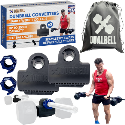 Dualbell Pair & Weight Clamps Bundle- Dumbbell to Barbell Connectors