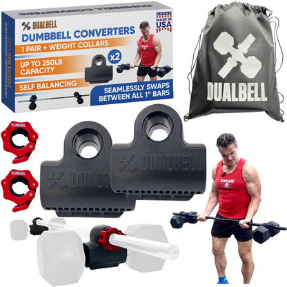 Dualbell Pair & Weight Clamps Bundle- Dumbbell to Barbell Connectors