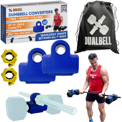 Dualbell Pair & Weight Clamps Bundle- Dumbbell to Barbell Connectors