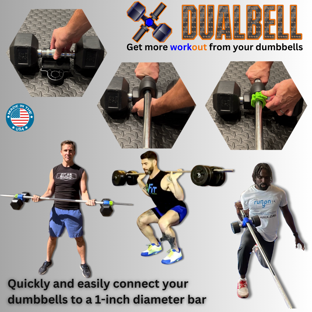 Dualbell Pair & Weight Clamps Bundle- Dumbbell to Barbell Connectors