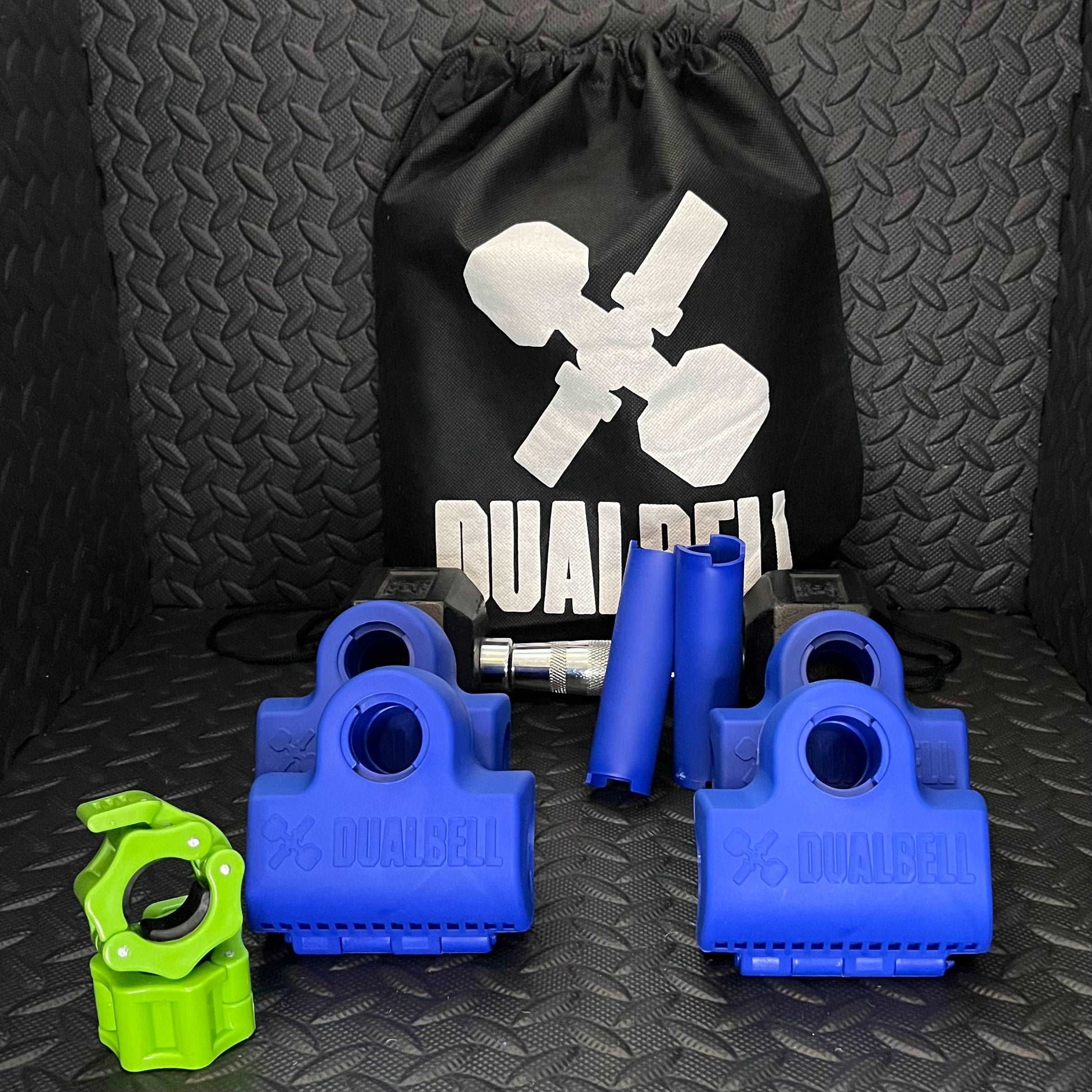 Dualbell Superset Bundle- Dumbbells on Barbell Adapter 4-pack w/barbell clamps