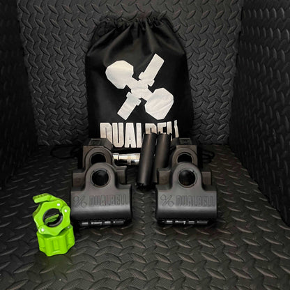Dualbell Superset Bundle- Dumbbells on Barbell Adapter 4-pack w/barbell clamps