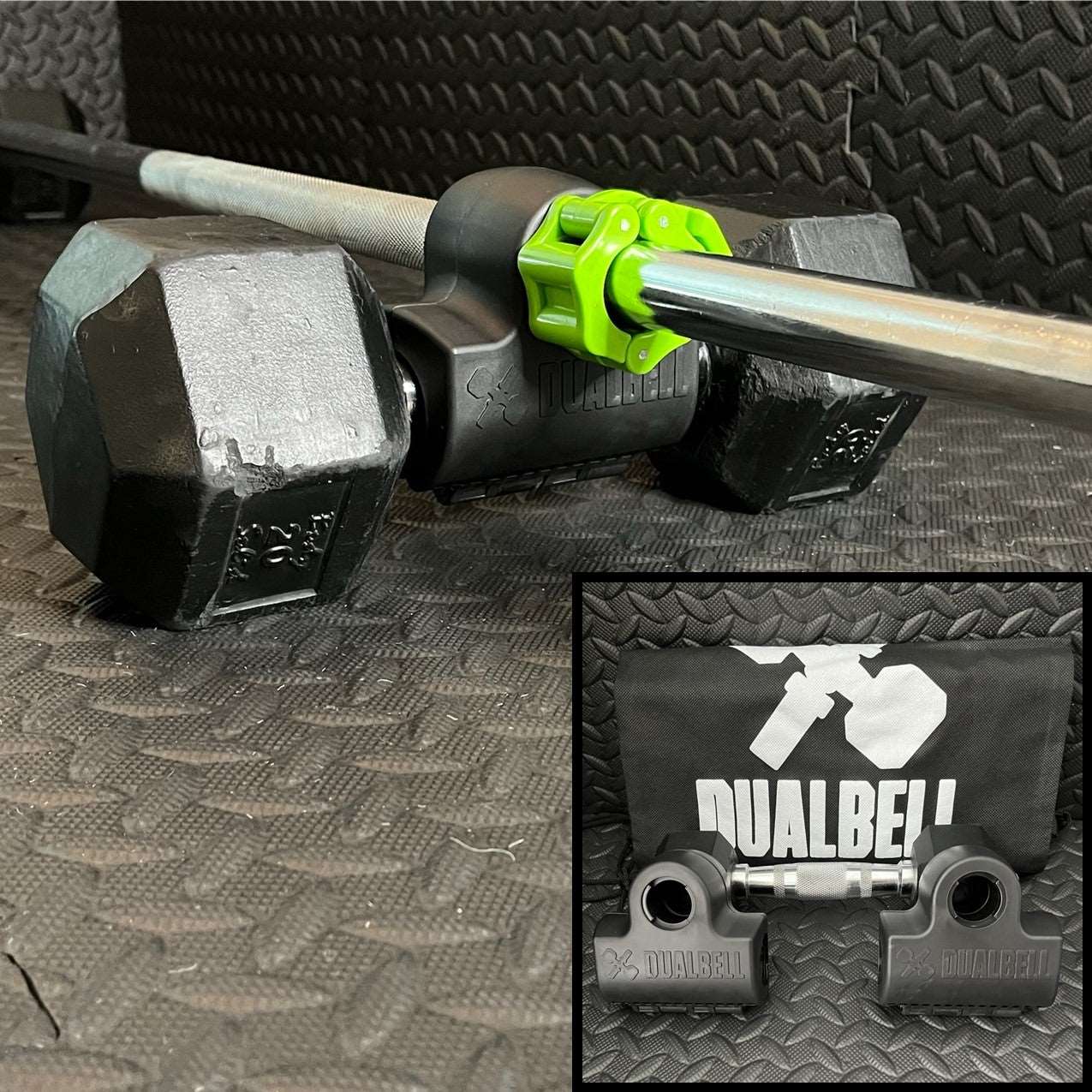 The Dualbell Pair- Dumbbell to Barbell Adapter