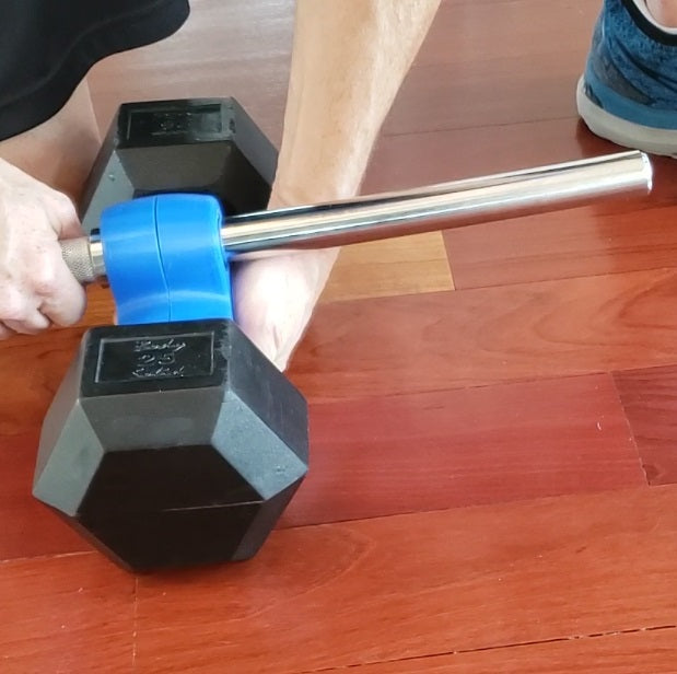 Slide Dualbell loaded with dumbbell onto a bar